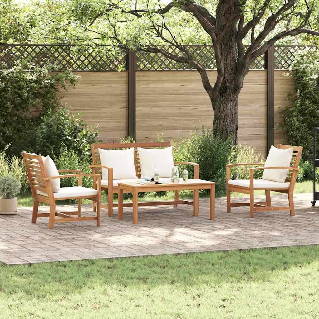 Garten-Sofa-Set Natur Teak-Massivholz